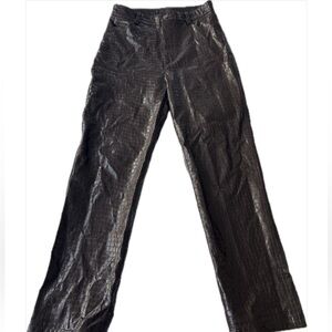 Brown Crocodile Print Straight Leg Pants